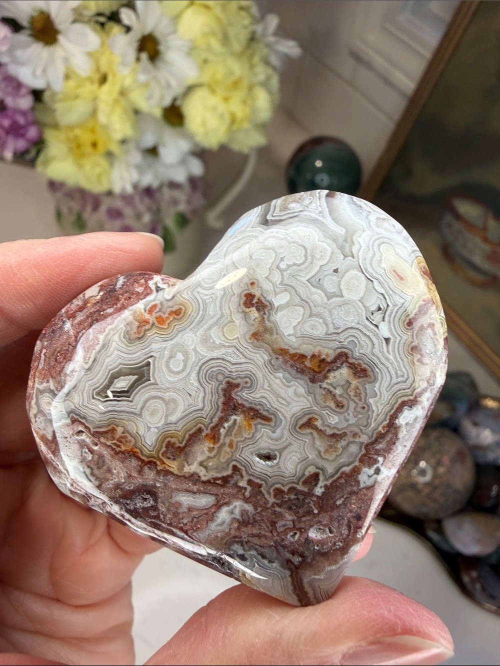 Mexican Crazy Lace Agate Heart & Palm Set: C1012 - Picture 4 of 8